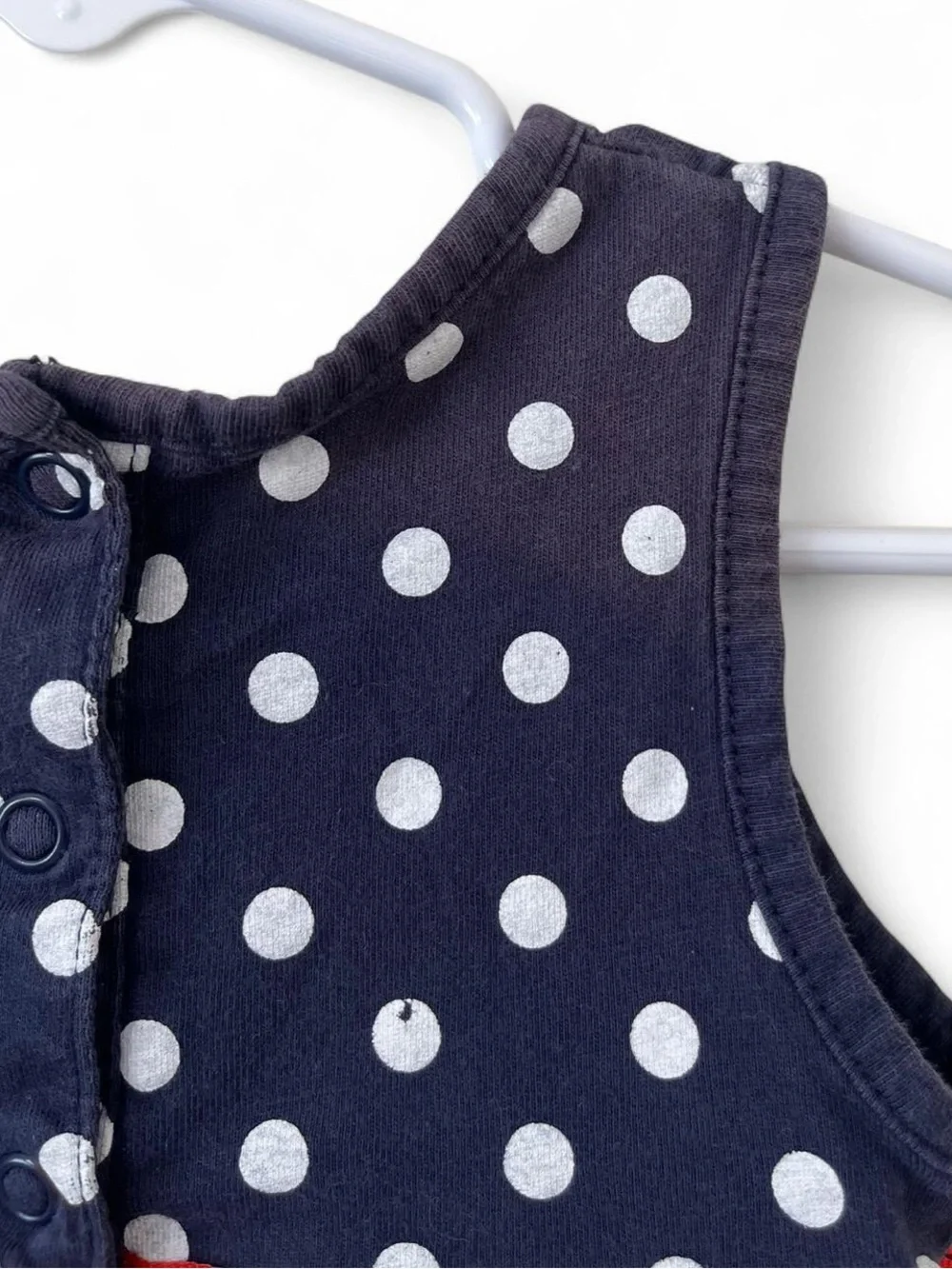 18M Bubble Romper Sunsuit Carters Girls Navy Blue White Polka Dot Red Sash Bow